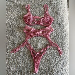 For Love and Lemons Shimmer Lace Lingerie Set